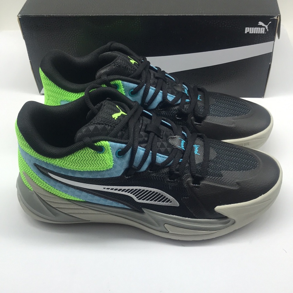 Puma  Menś Dagger Basketball Shoes Size 8 Black-Bright aqua